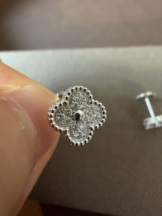 Van cleef arpels diamond alhambra сережки з діамантами золоті ван клиф