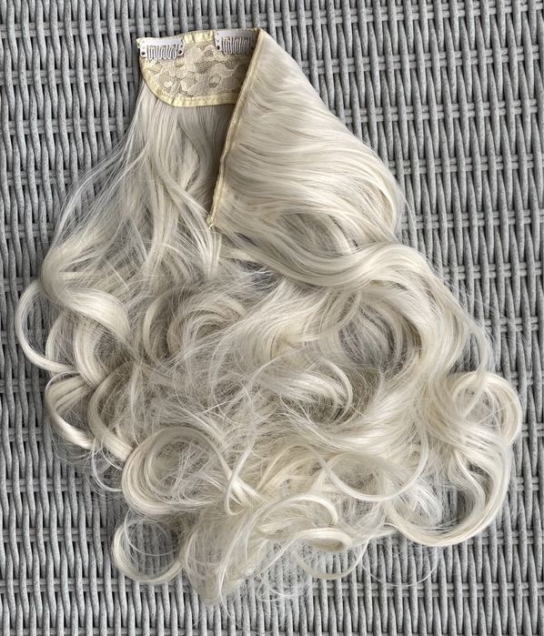 Premium Ultra włosy doczepiane, platynowy blond, clip in, loki 259.