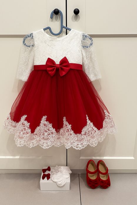 Zestaw świąteczny dla dziewczynki sukienka świąteczna