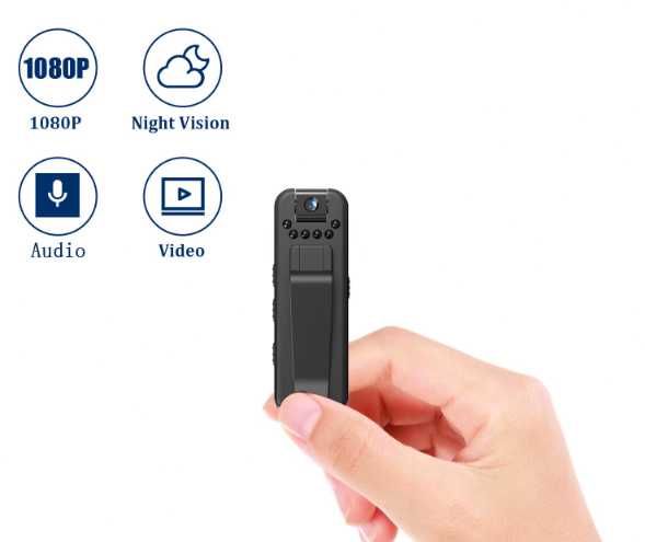 Mini body kamera - ukryta kamera - na ubranie - noktowizor