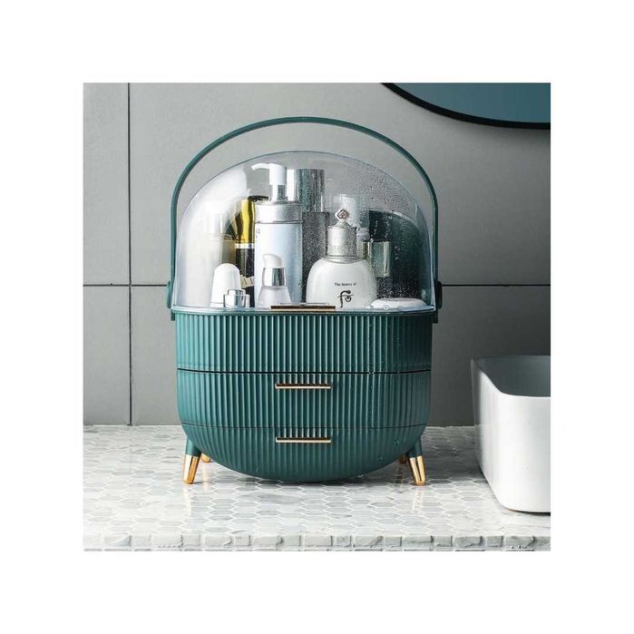 Kuferek na kosmetyki organizer damski akryl zielony