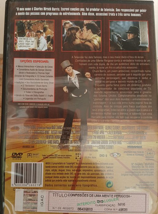 DVD Confissões de uma Mente Perigosa de George Clooney