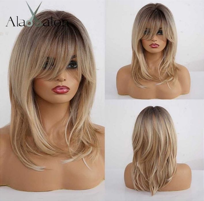 Перука блонд омбре перука натуральний блонд з переходом перука градіен