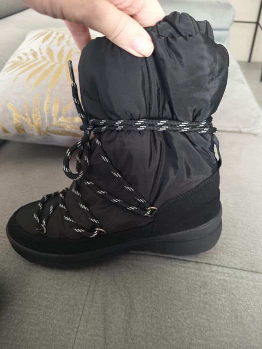 Buty zimowe damskie dziewczęce śniegowce czarne R.38, wkł.24,5 Jenny f
