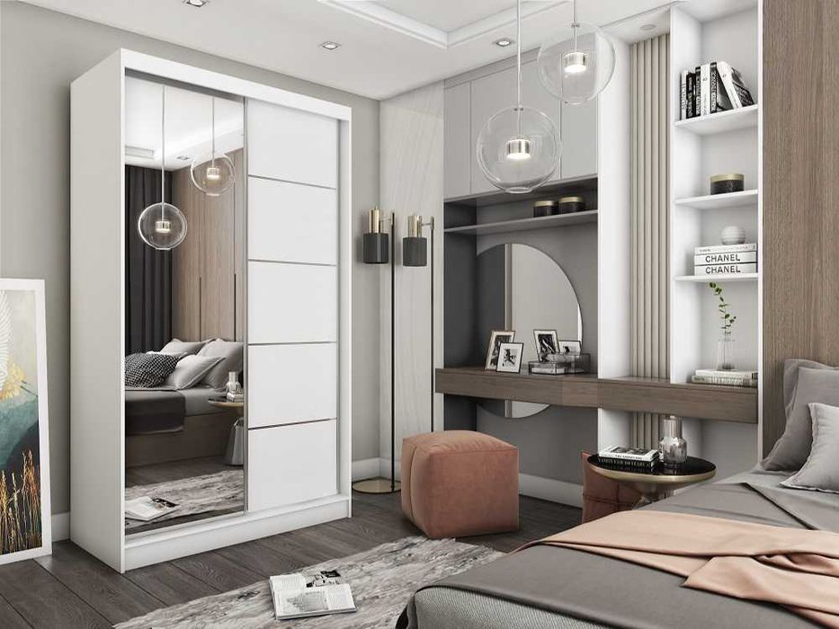 Szafa przesuwna 120cm z lustrem szafa dwudrzwiowa do sypialni
