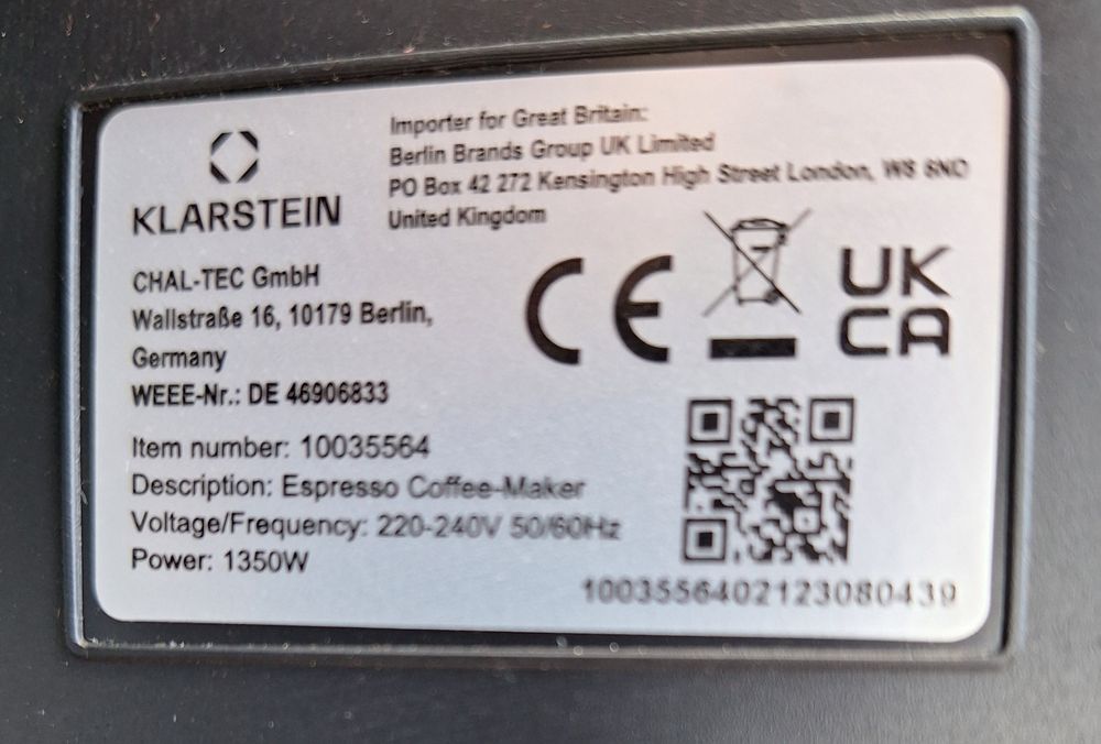 Кофемашина Эспрессо-машина Gusto Classico Klarstein