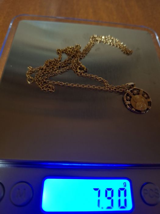 Złoty łańcuszek z medalikiem 585, 7,90 g