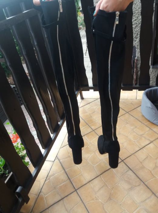 Kozaki czarne długie zamszowe r 41