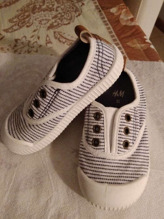 Sapato Pano H&M Riscas Azul/Branca