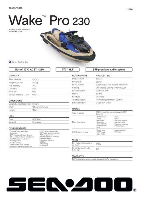 Nowy Sea-Doo Wake PRO 230 Tech Package | 2026
