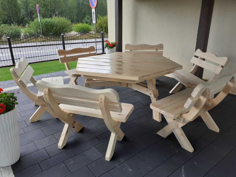 Meble ogrodowe Producent lite drewno zestaw sześciokątny