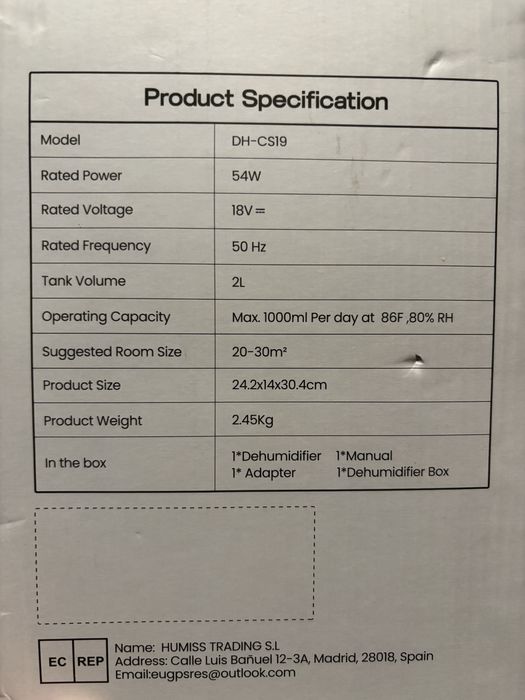 Osuszacz pomieszczeń Novalivin DH CS 19