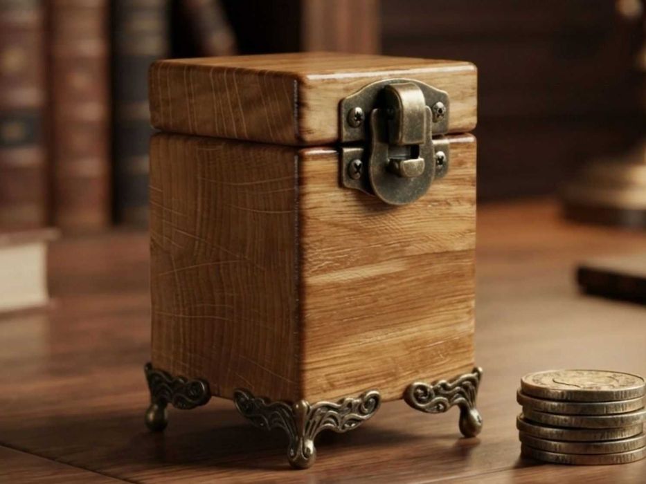 Шкатулка "Мікринка" з натурального дуба. Дерев'яний криптогаманець для флешки Ledger Trezor