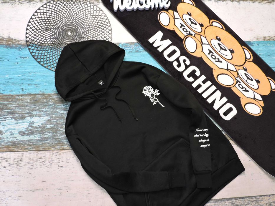 Manfinity Męska czarna bluza Rose kaptur L