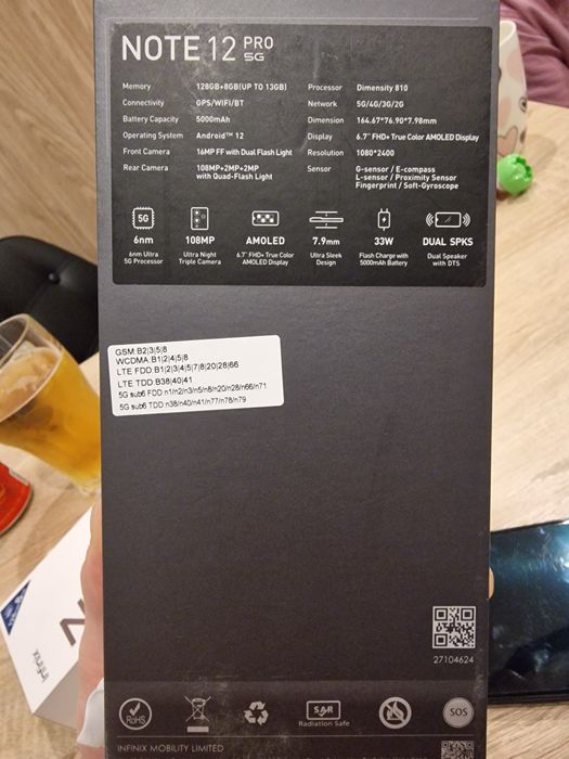 Smartfon Inhinix note 12 pro 5g