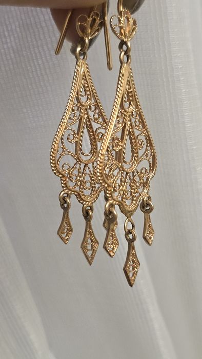 Сережки вишукані філігранні підвіски золото 583