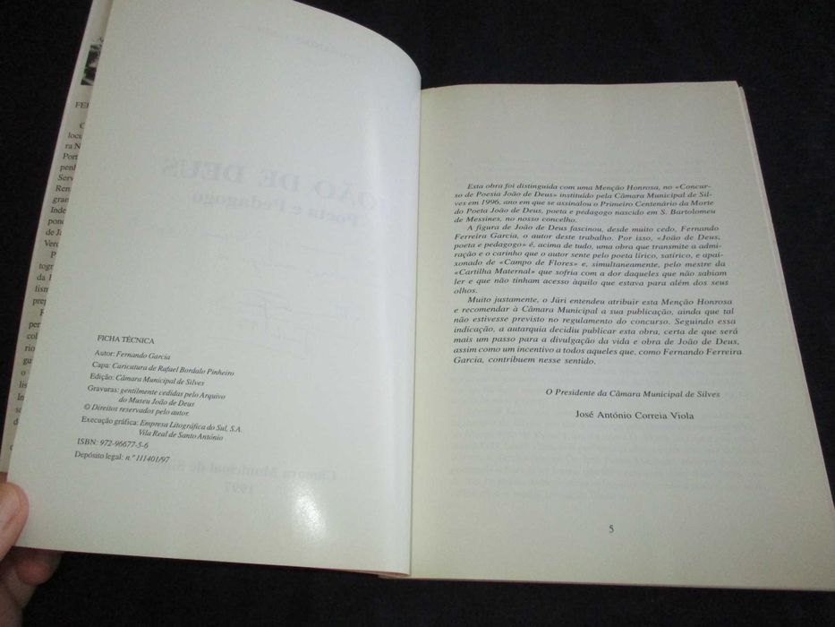 Livro João de Deus Poeta e Pedagogo Fernando Garcia Autografado