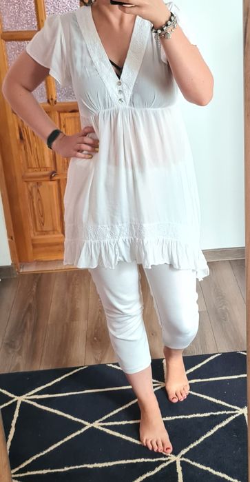 Biała tunika sukienka letnia na lato 100% viskoza elegancka