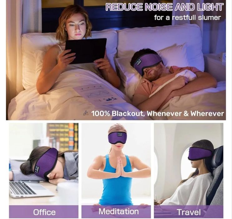 Słuchawki Bluetooth do Spania LC-dolida – Maska 100% Blackout | NOWA