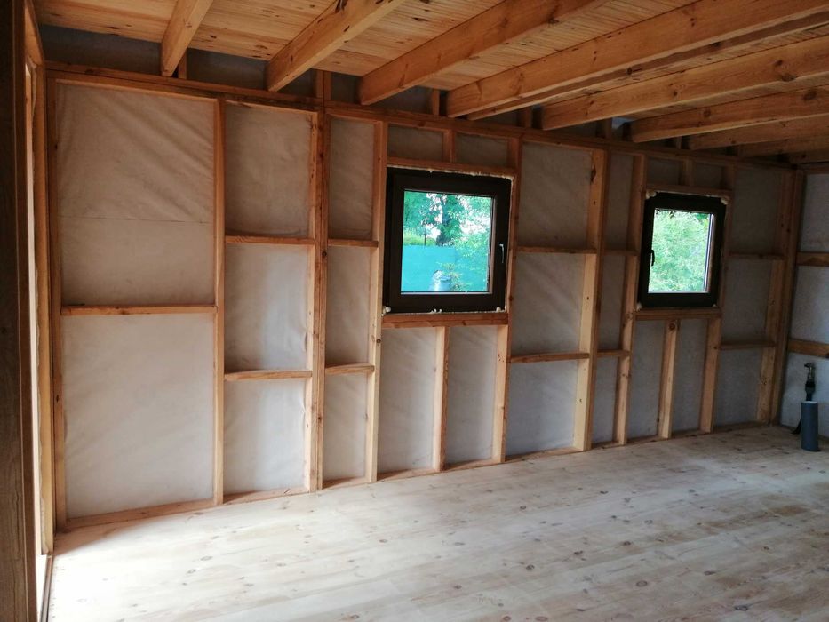 domek drewniany, letniskowy,z antresolą, 4mx5m,