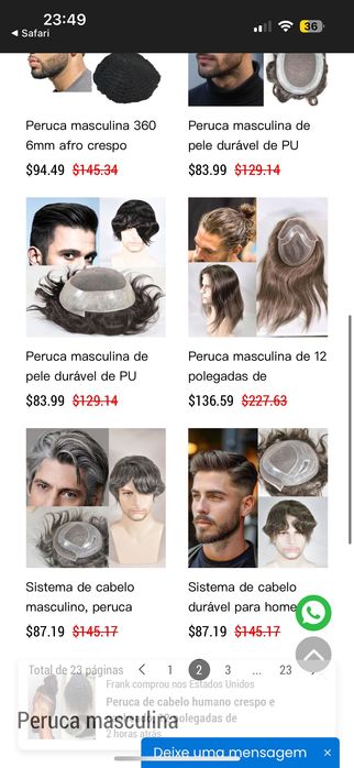 peruca com cola para calvice marca americana LseeWings