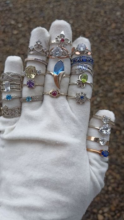 Срібні колечка 925 проба. Містік топаз, гранат ,топаз, улексит.