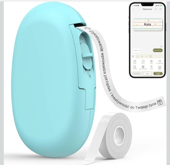 Drukarka etykiet SUPVAN E10 Bluetooth USB-C Termiczna Cyjan