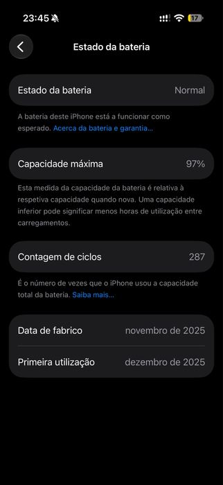 IPhone 17 256gb preto - Igual a novo