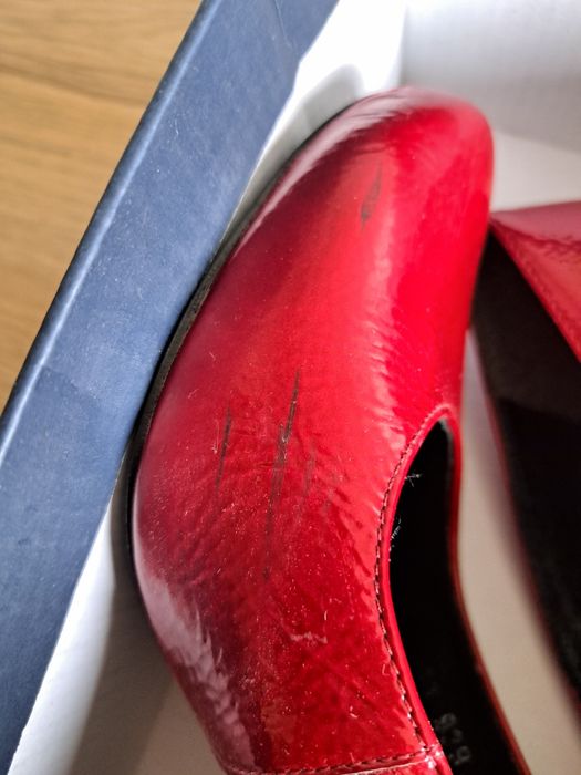 Buty damskie, czerwone, lakierki, szpilka, skóra naturalna,  38,