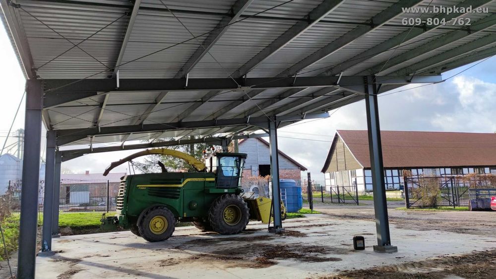 Wiata. Konstrukcja stalowa. 12x24x4m. BHP KAD. Producent.