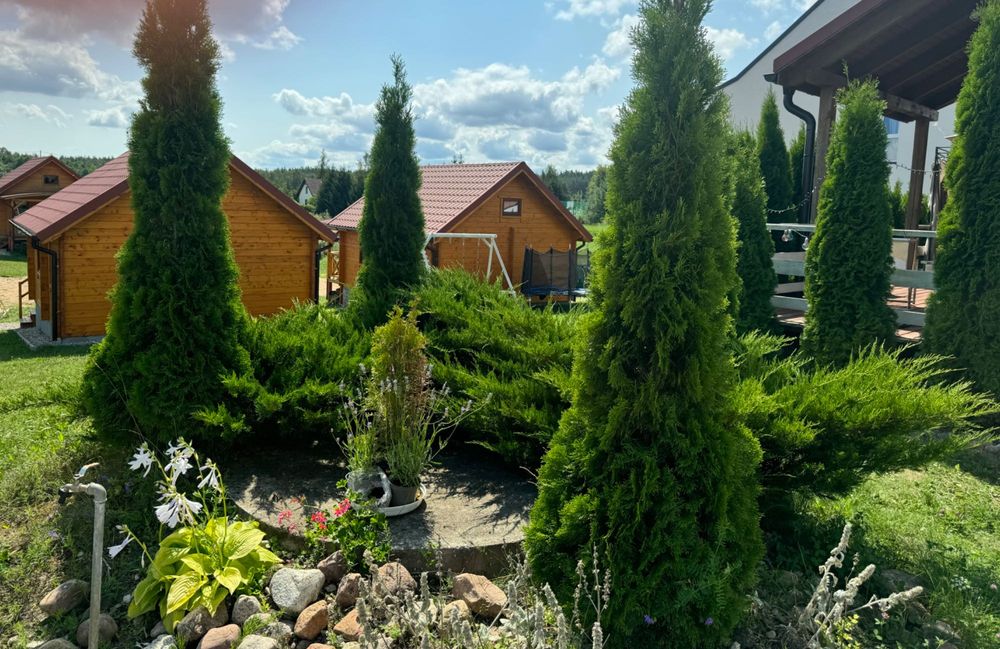 Mazury,nad jeziorem domki letniskowe, Mikolajki, Giżycko, Mrągowo