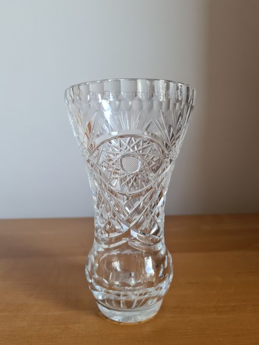 Wazon wazonik kryształ szklany prl stary zdobienia przeźroczysty