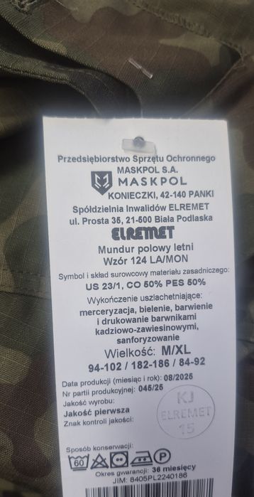Mundur polowy letni 124 LA M/XL nowy