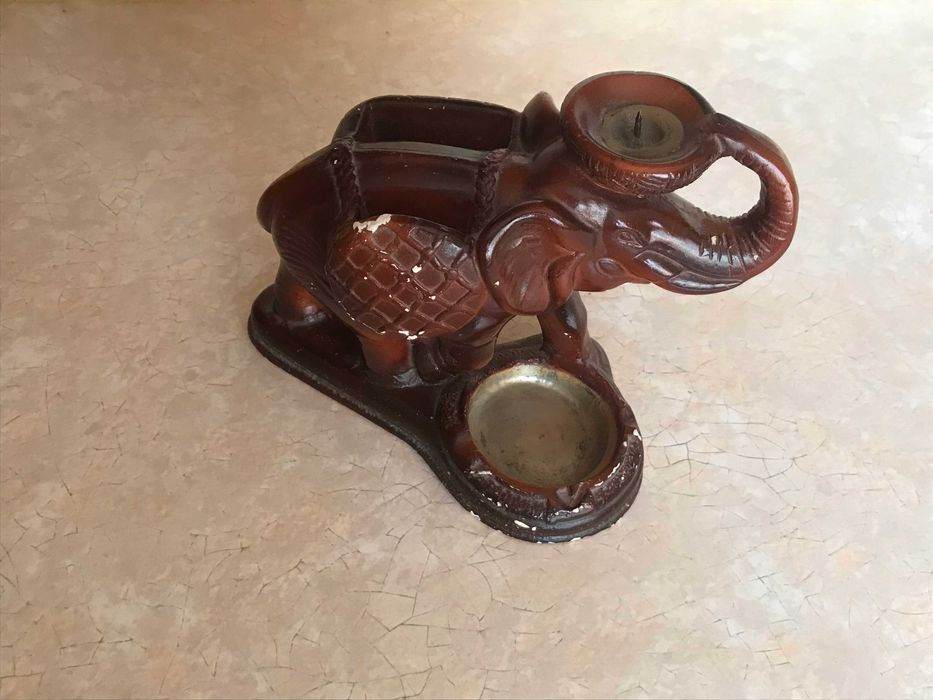 Świecznik/popielniczka ceramiczny słoń vintage