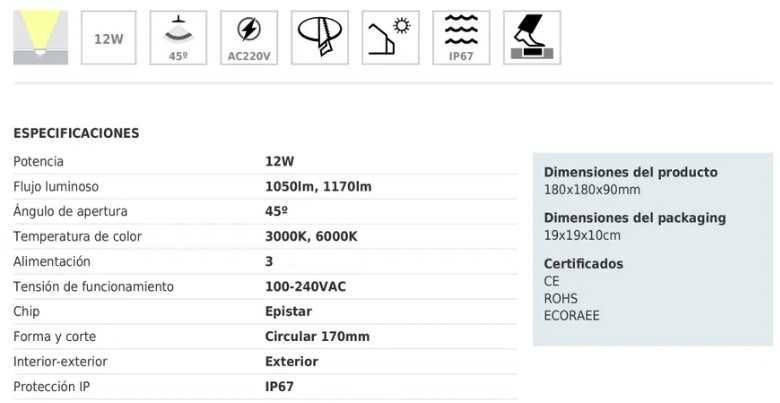 Uplight Focos Led Chão 12W