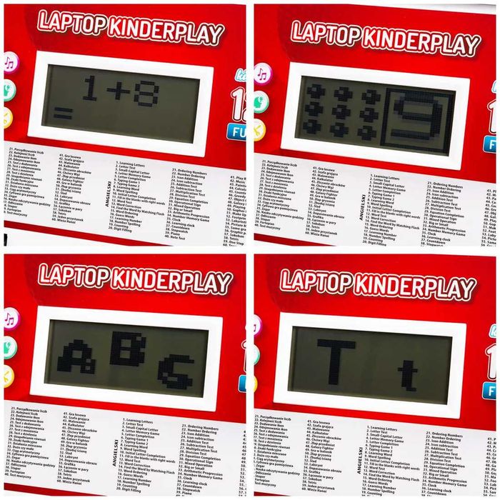 Laptop Edukacyjny dla Dzieci Nauka Literek Liczenia Gry 120 Funkcji