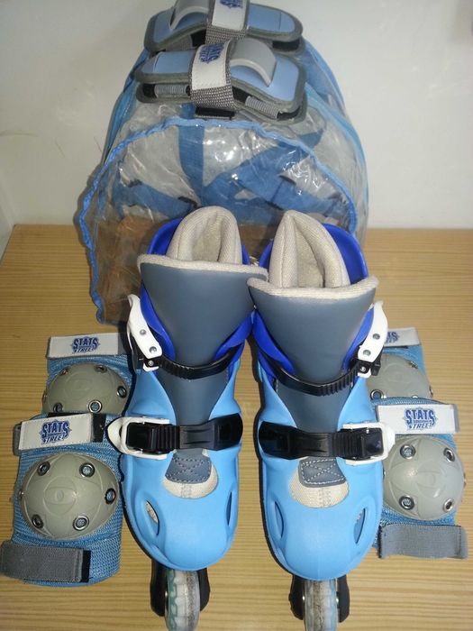 Patins em linha para criança-Capacete-Cotoveleiras-Joelheiras