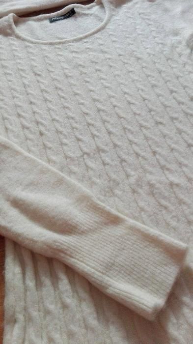 sweterkowa sukienka z kominem biały L / XL