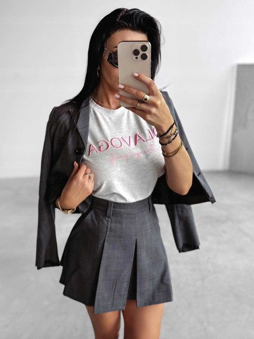 O la voga bluzka t-shirt hollyhock szary S M