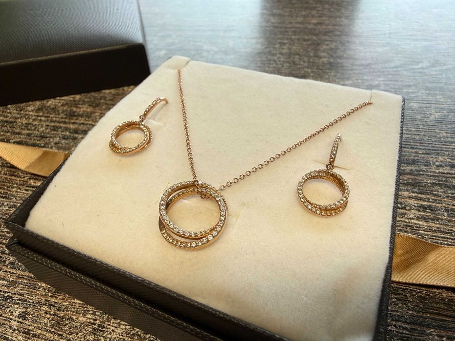 Złoty komplet kolczyki łańcuszek wisiorek 585 6,10g 585