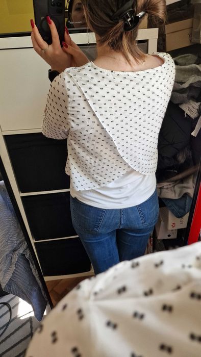 Bluzka luźna elegancka 3/4 rękaw M&S Collection wzór