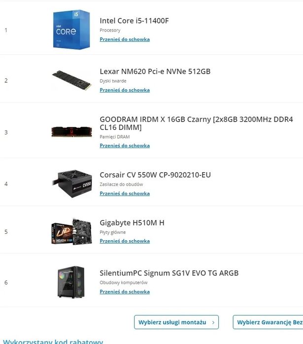 Gotowy komputer do gier | i5-11400F | GTX 1650 4GB | 16GB RAM