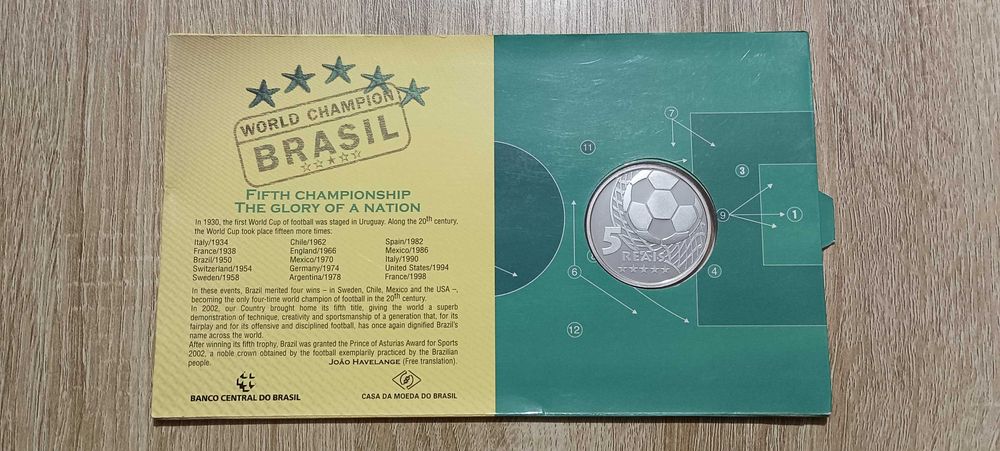 5 Reais - Copa do Mundo do Brasil - 2002 PRATA