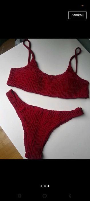 Bikini bordowe marszczone top wrinkled