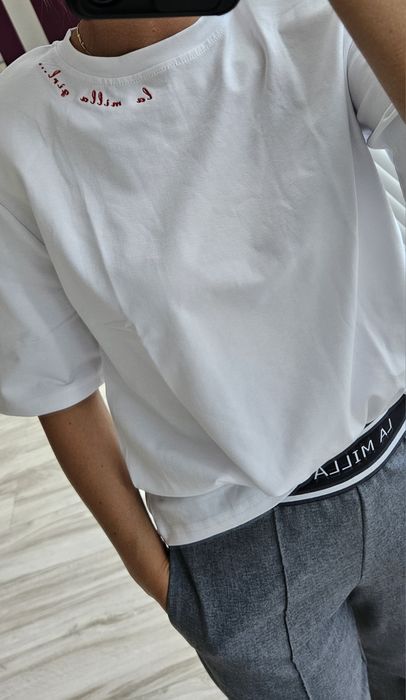 T-shirt La Milla biała rozmiar uniwersalny haft