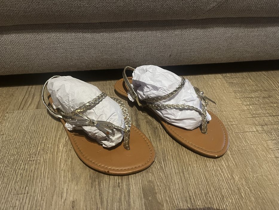 Złote sandały 33 young dimension sandałki japonki buty do sukienki