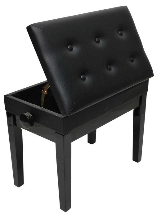 Regulowana Ława do fortepianu / keyboardu ze schowkiem PB-300 BK GLOSS