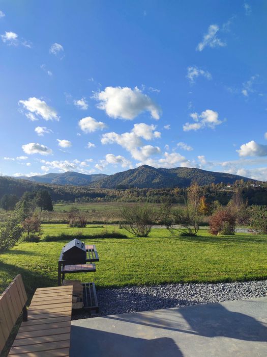 Шикарный сучасный котедж з мальовничими краєвидами гори Карпати є чан