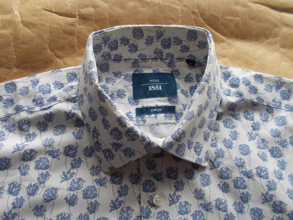 -L- MOSS 1851 Premium Designerska Koszula Męska L 41,5 cm UK