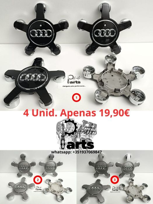 Conjunto 4 Centros de jante Audi 135mm